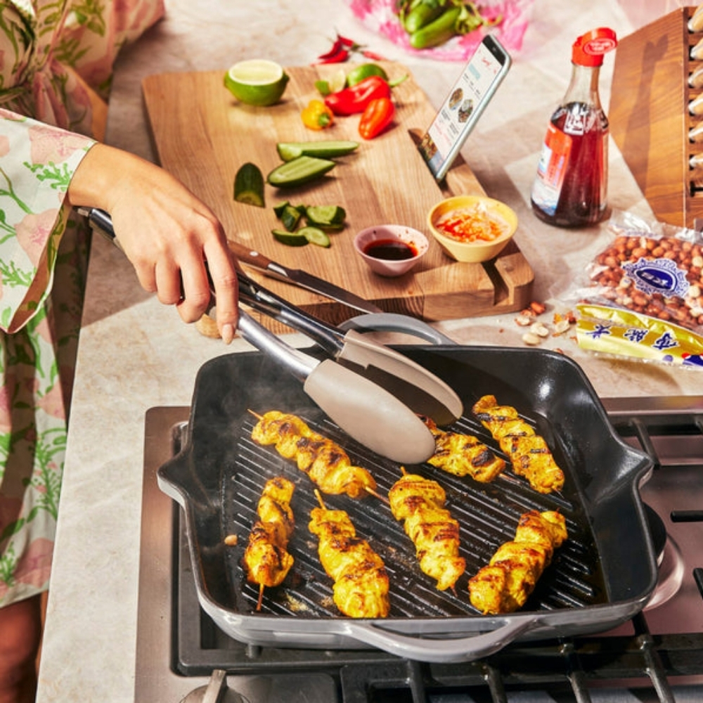 Cravings by Chrissy Teigen Enamel Cast Iron 12" Square Grill Pan